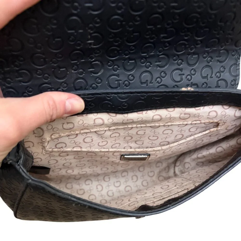 vintage y2k guess black baguette shoulder bag